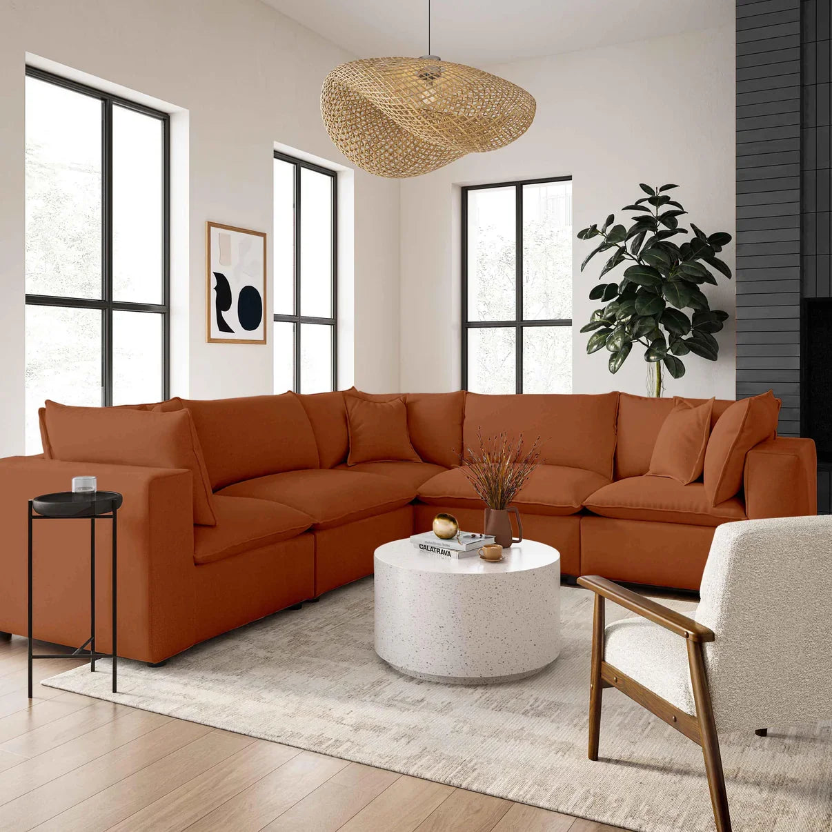Cali 5-Piece Performance Fabric Modular L-Sectional
