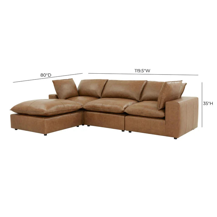 Cali 4-Piece Brown Leather Modular Sectional