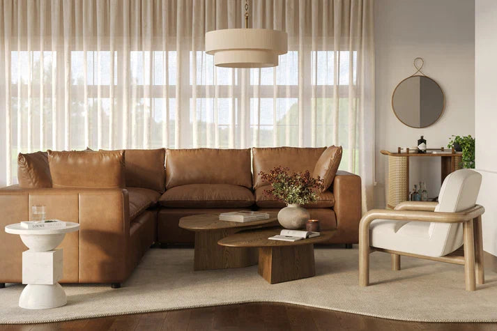Cali 5-Piece Brown Leather Modular L-Sectional