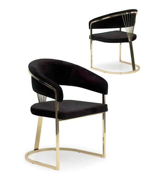 Perla Black Velvet Dining Chair