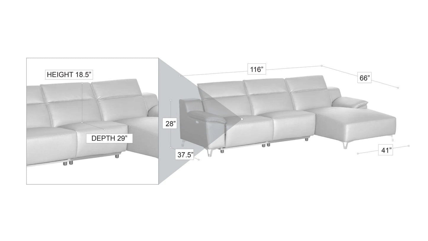 Melanie sectional Gray or Black RIGHT - Venini Furniture 