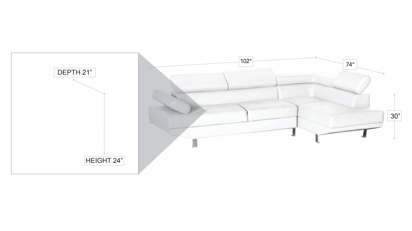 Mykonos XL Right or Left in Black, Gray or White. - Venini Furniture 