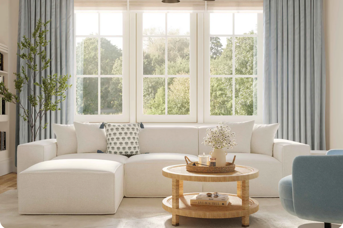 Mindy 4-Piece Chenille Basketweave Modular Sectional - Venini Furniture 