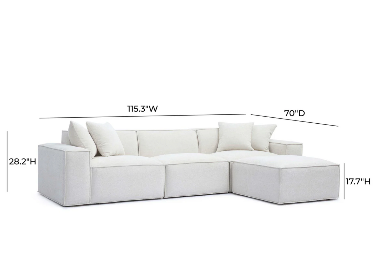 Mindy 4-Piece Chenille Basketweave Modular Sectional - Venini Furniture 