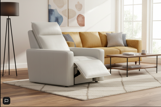 Modulartwo Light Gray Leather Dual Power Recliner - Venini Furniture 