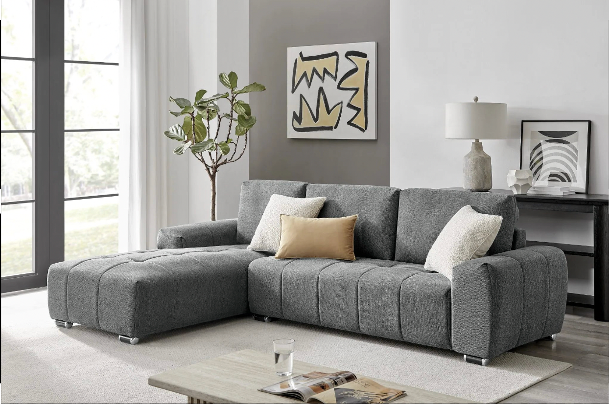 ROMA Sectional Right or Left in Light or Dark Gray or Cream. - Venini Furniture 