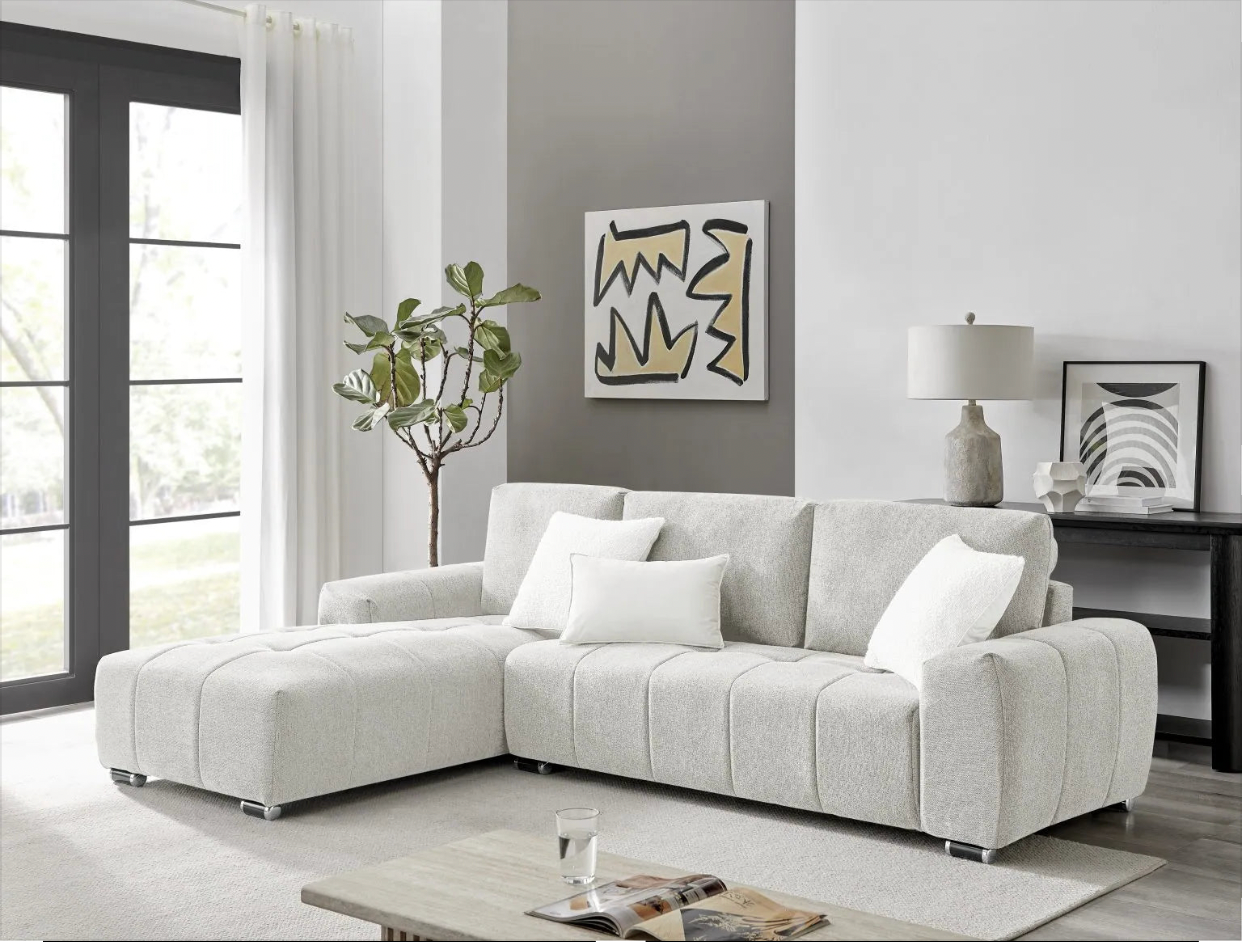 ROMA Sectional Right or Left in Light or Dark Gray or Cream. - Venini Furniture 