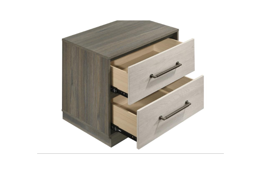 Fenwick 2-drawer Nightstand Bedside Table Grey Oak 224982