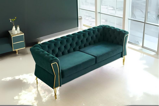 Tufted Velvet Sofa Purple Floor Model