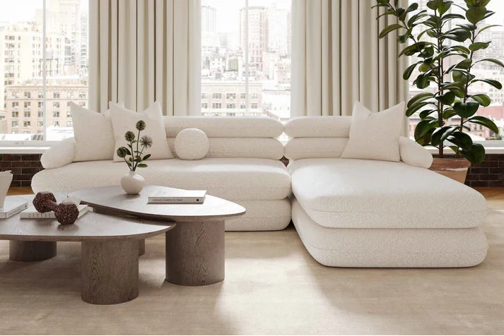 Lulu 2-Piece Cream Boucle L-Shaped Sectional
