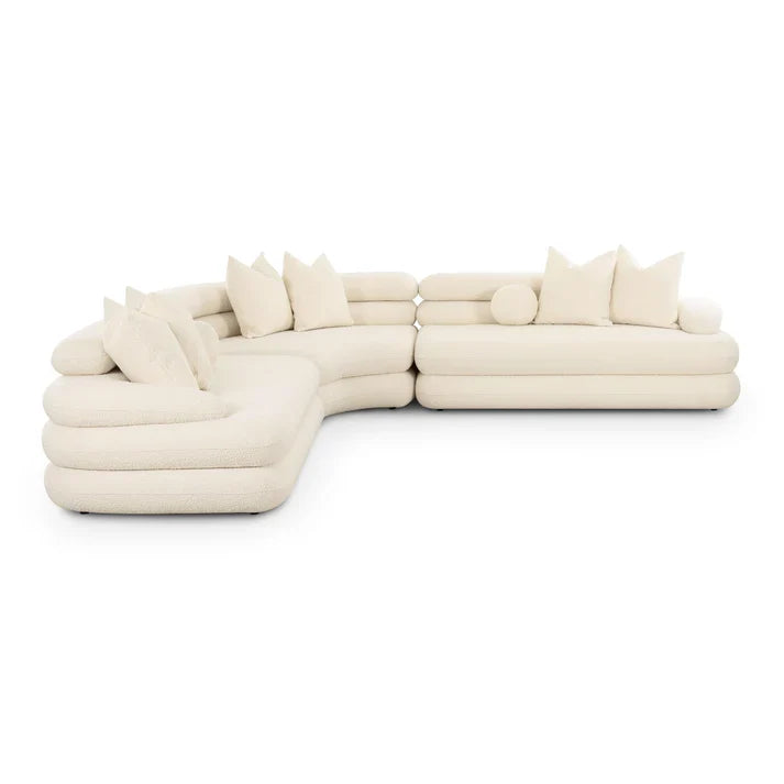 Lulu 3-Piece Cream Boucle Modular Curved L-Sectional - Venini Furniture 