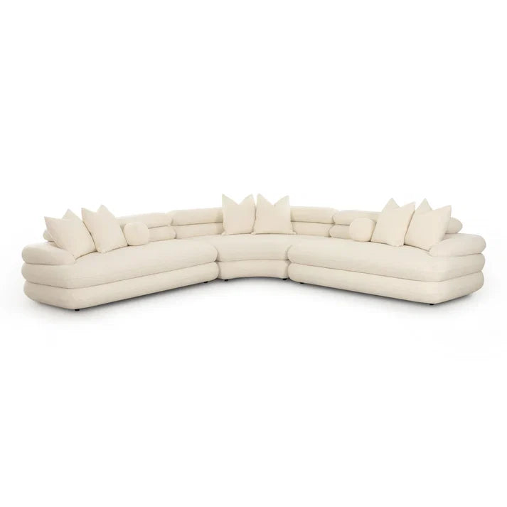 Lulu 3-Piece Cream Boucle Modular Curved L-Sectional - Venini Furniture 