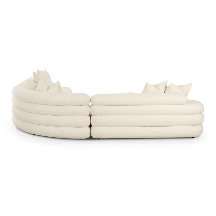 Lulu 3-Piece Cream Boucle Modular Curved L-Sectional - Venini Furniture 