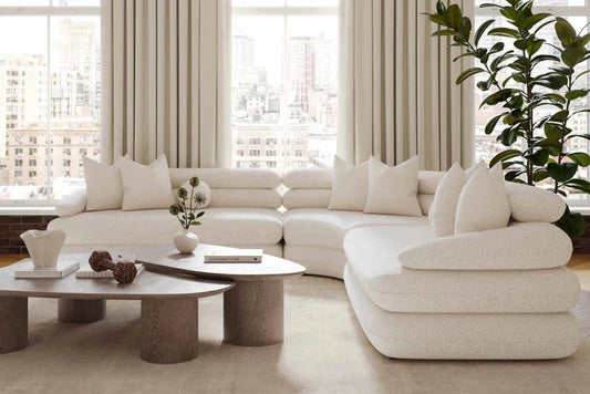 Lulu 3-Piece Cream Boucle Modular Curved L-Sectional - Venini Furniture 