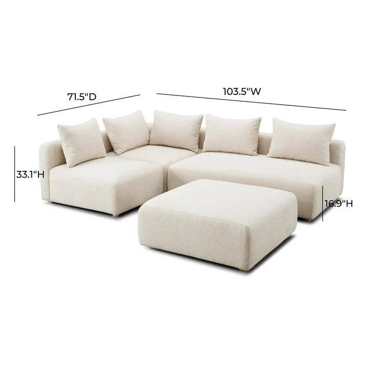 Hangover 4-Piece Heavy Textured Fabric Modular Chaise Sectional Estimated restock 3/13/2026.