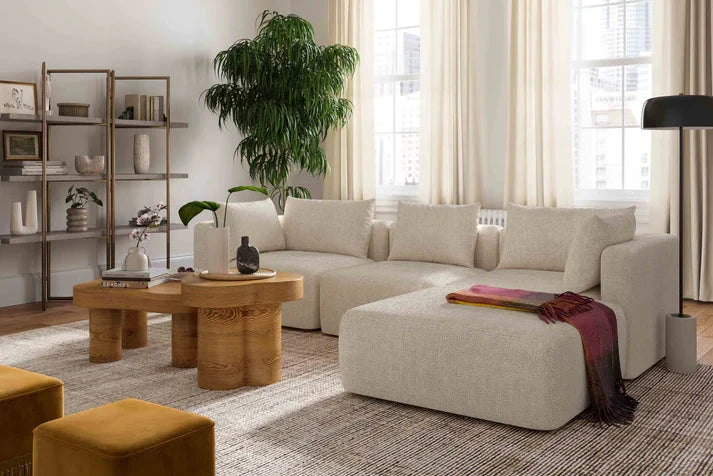 Hangover 4-Piece Heavy Textured Fabric Modular Sectional Estimated restock 3/13/2026.