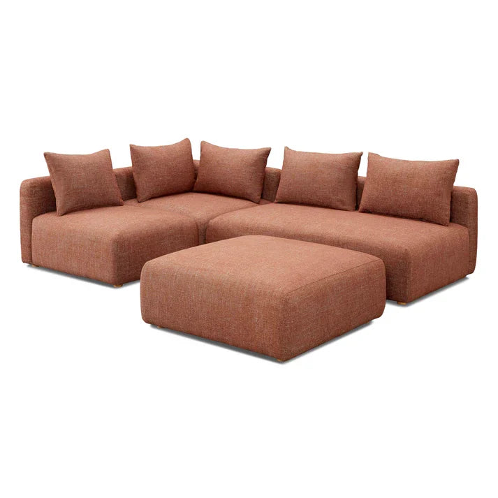 Hangover 4-Piece Heavy Textured Fabric Modular Chaise Sectional Estimated restock 3/13/2026.