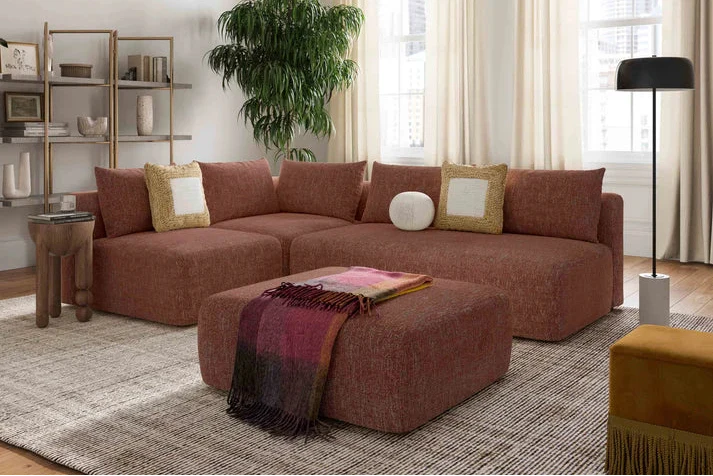 Hangover 4-Piece Heavy Textured Fabric Modular Chaise Sectional Estimated restock 3/13/2026.