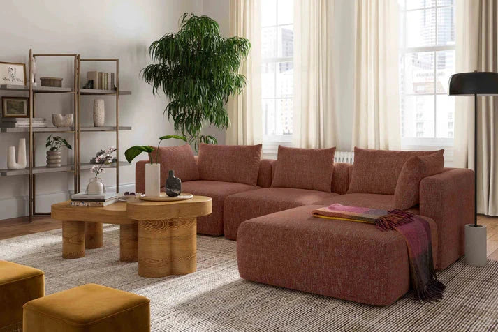 Hangover 4-Piece Heavy Textured Fabric Modular Sectional Estimated restock 3/13/2026.