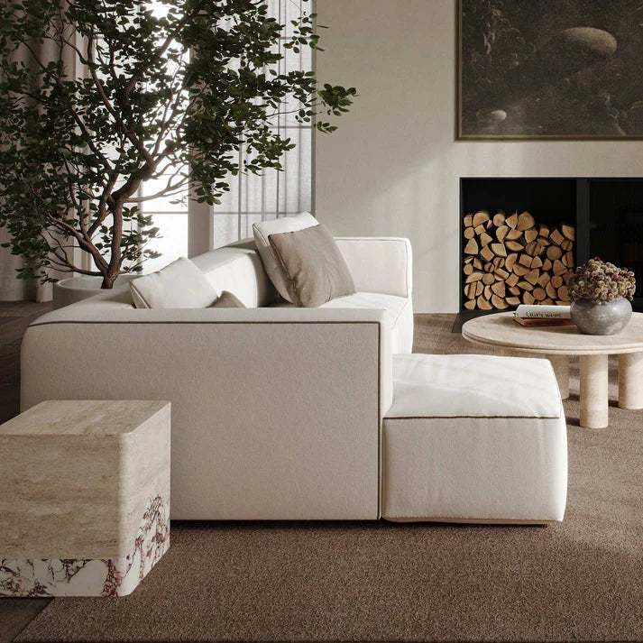 Tristine 2-Piece Cream Linen L-Shaped Sectional