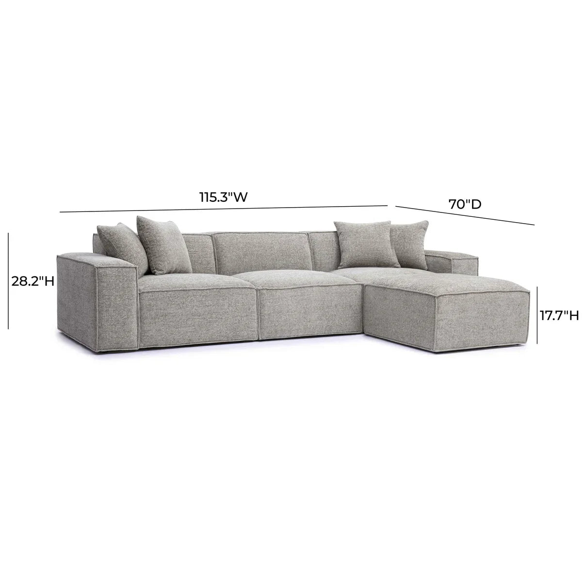 Mindy 4-Piece Chenille Basketweave Modular Sectional - Venini Furniture 