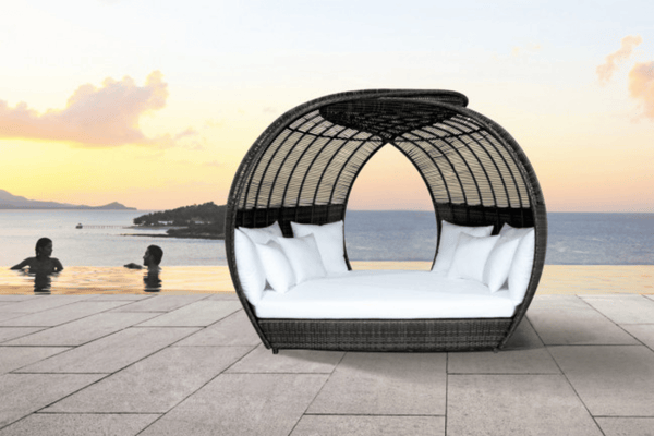 Banyan Daybed w/off-white cushion SKU: PJO-5001-GRY-DB