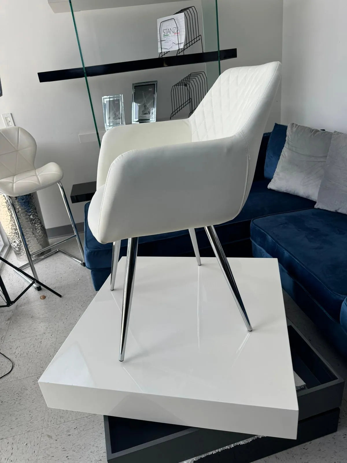 Alba Dining Chair White & Black - Venini Furniture 