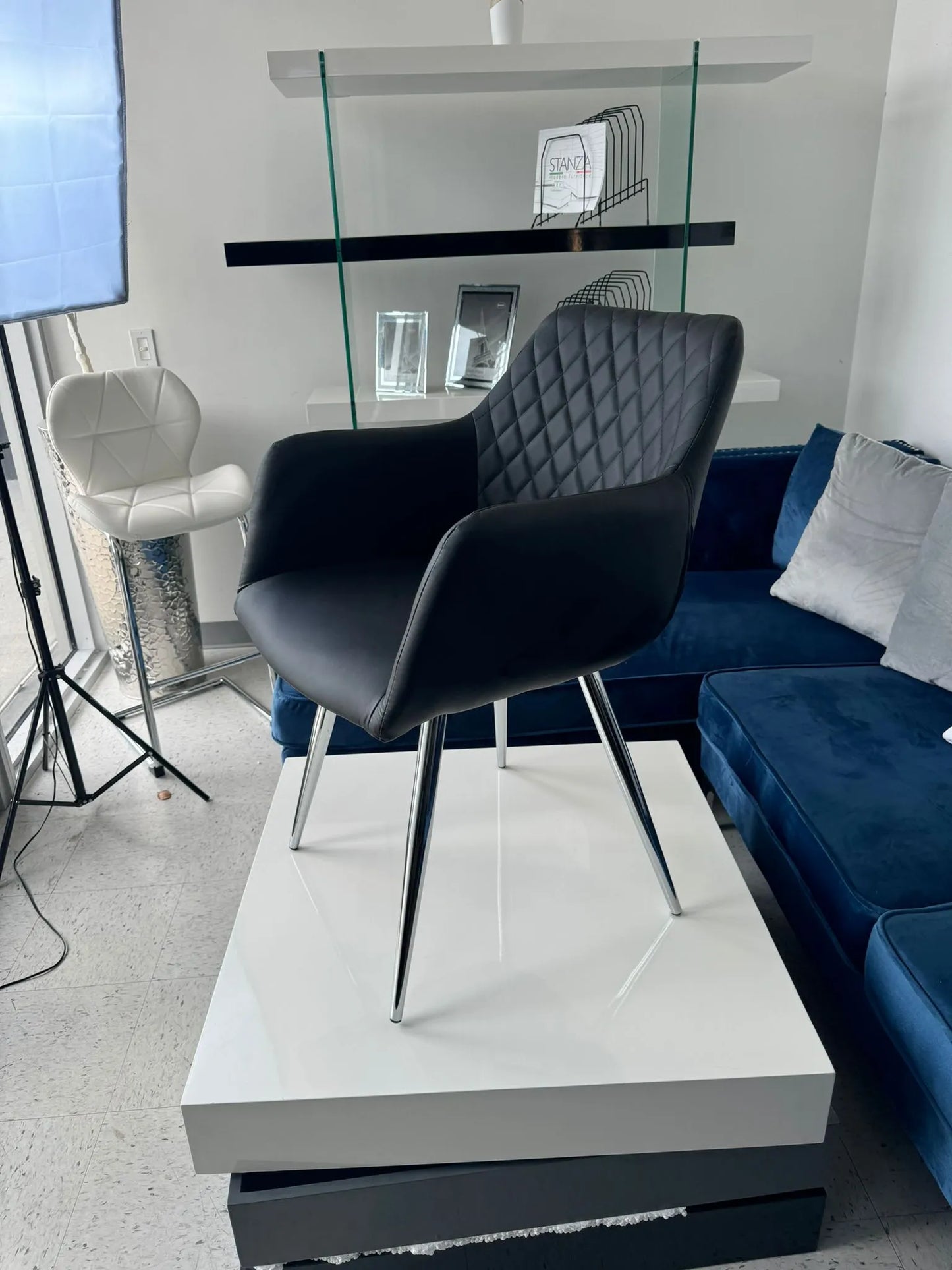 Alba Dining Chair White & Black - Venini Furniture 