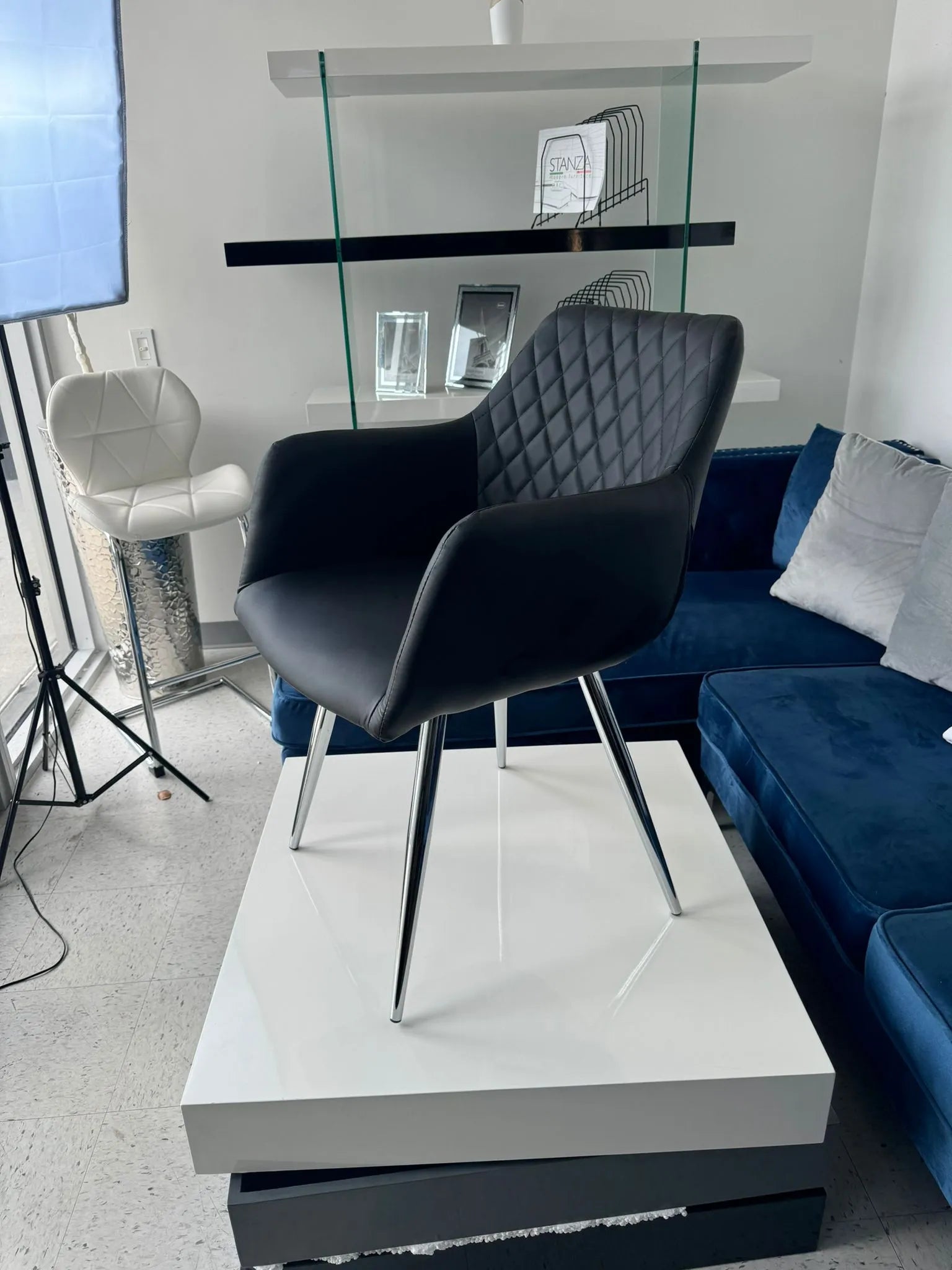 Alba Dining Chair White & Black - Venini Furniture 