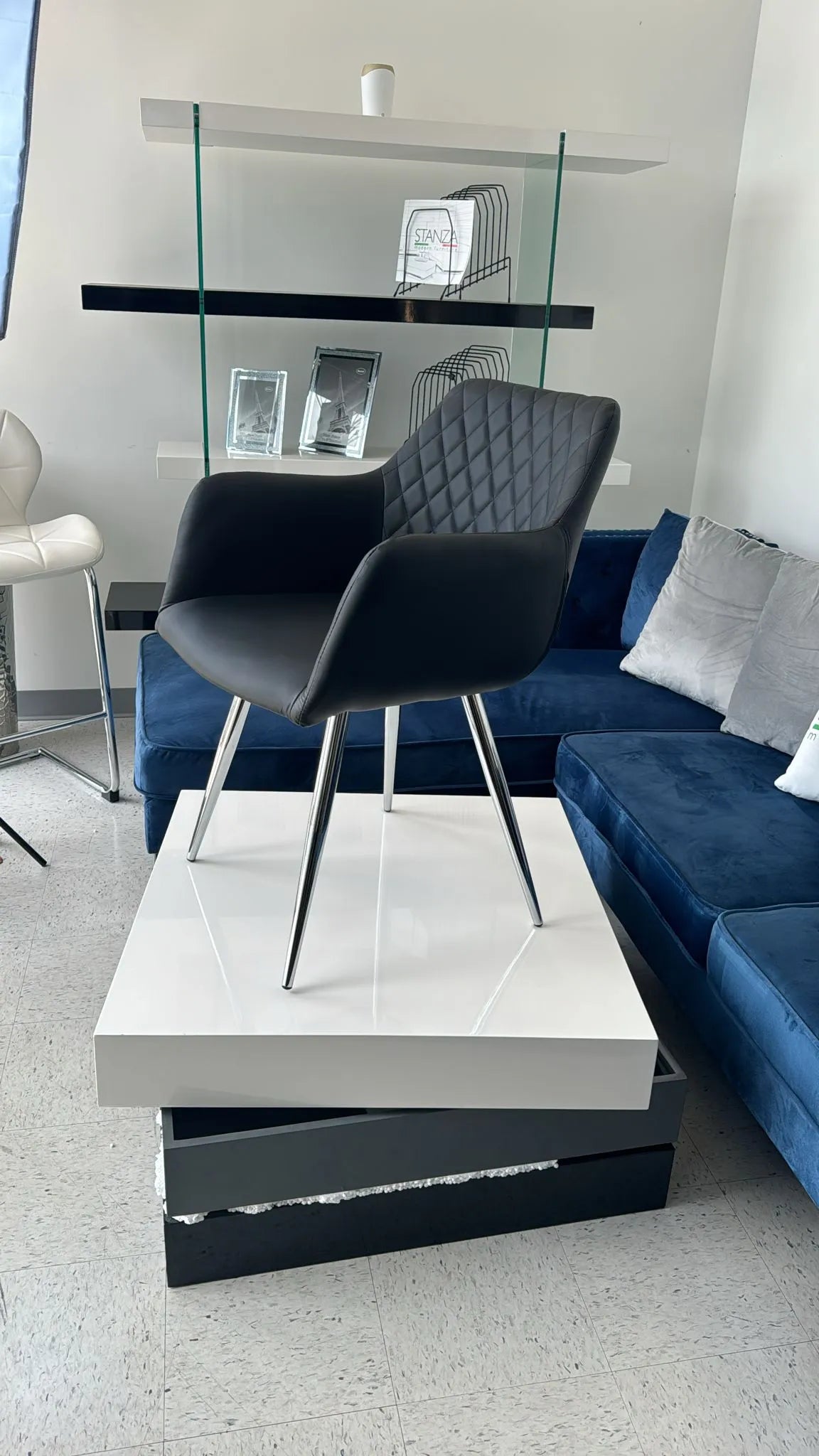 Alba Dining Chair White & Black - Venini Furniture 