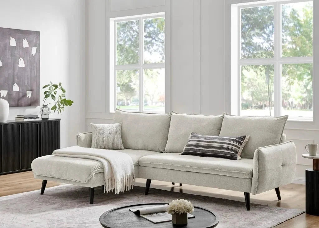 PARIS Sectional Right or Left in Beige, Light Gray or Dark Gray. - Venini Furniture 