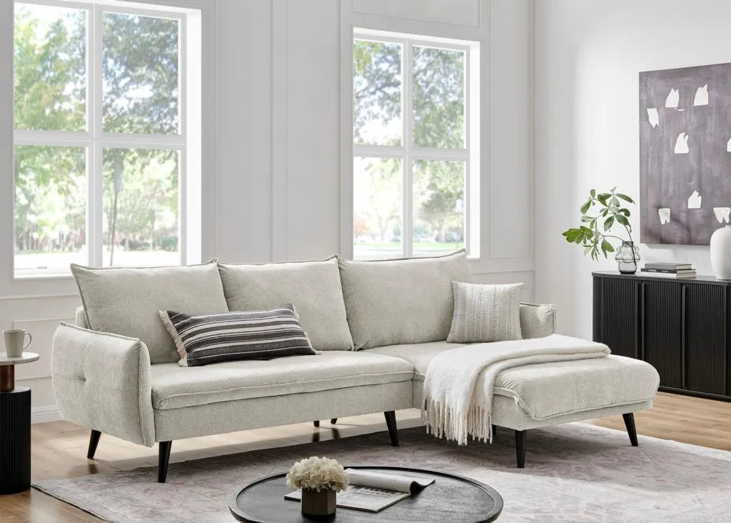 PARIS Sectional Right or Left in Beige, Light Gray or Dark Gray. - Venini Furniture 