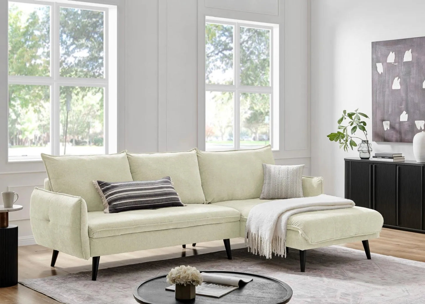 PARIS Sectional Right or Left in Beige, Light Gray or Dark Gray. - Venini Furniture 