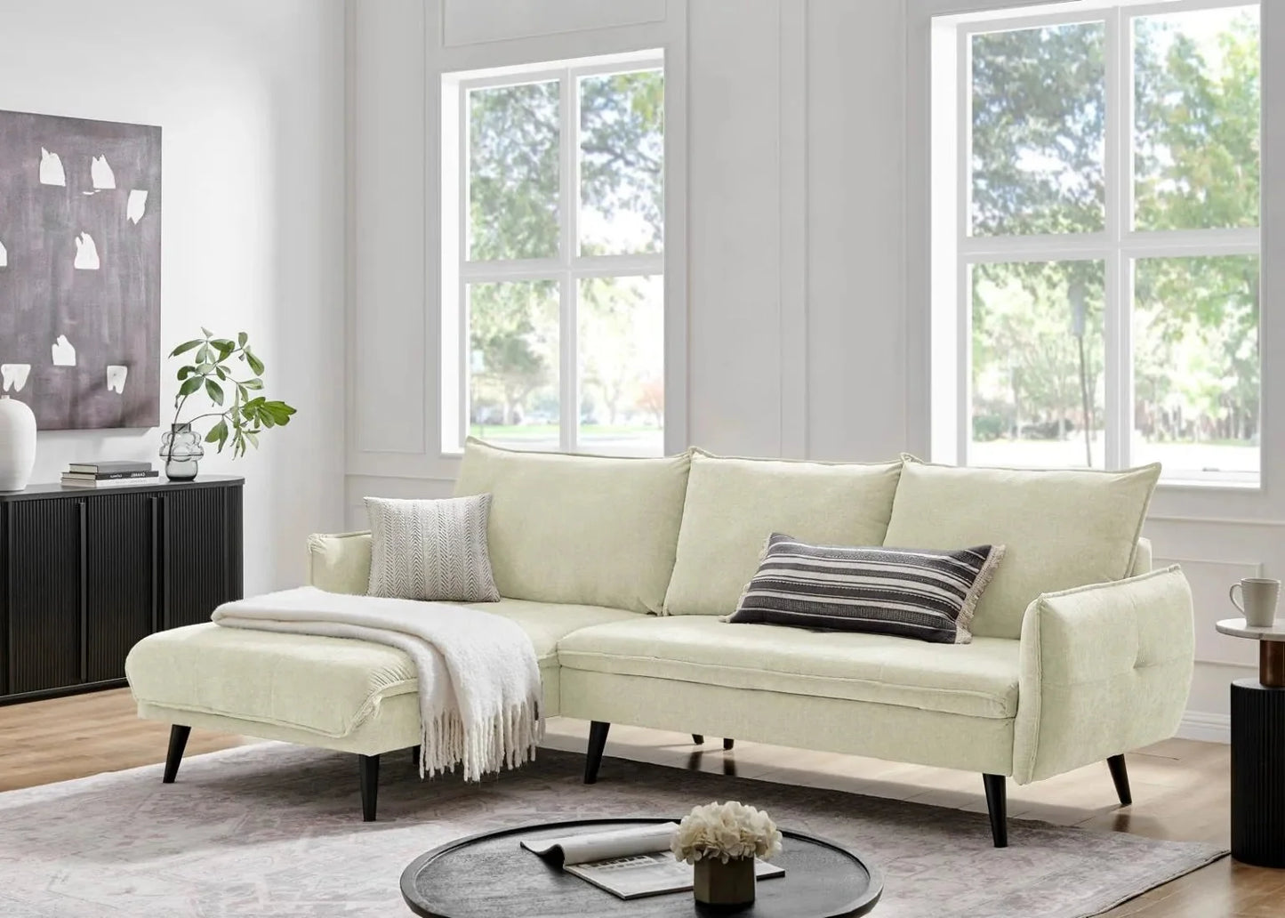 PARIS Sectional Right or Left in Beige, Light Gray or Dark Gray. - Venini Furniture 