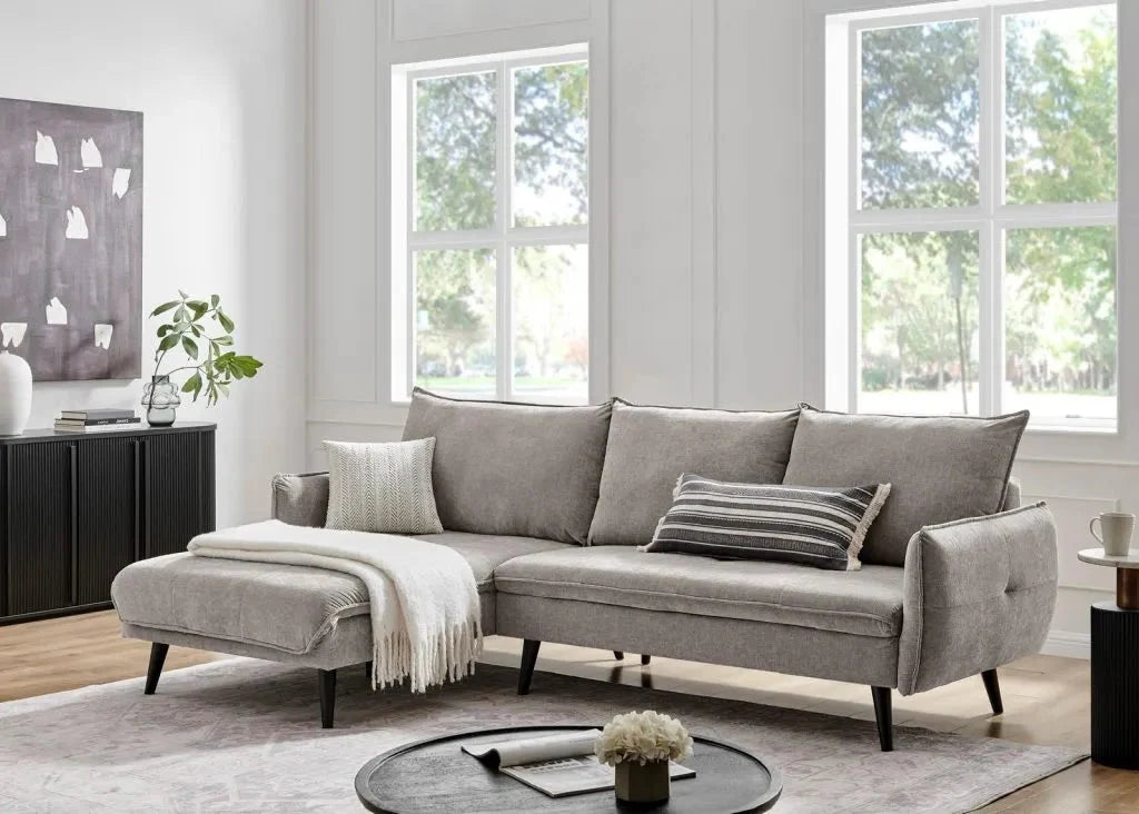 PARIS Sectional Right or Left in Beige, Light Gray or Dark Gray. - Venini Furniture 