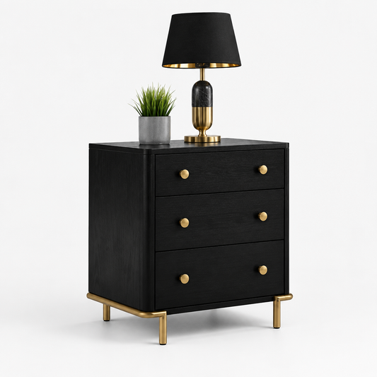Arini 3-Drawer Nightstand Black