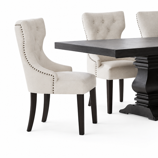 Baney Fabric Upholstered Dining Side Chair Cream and Black