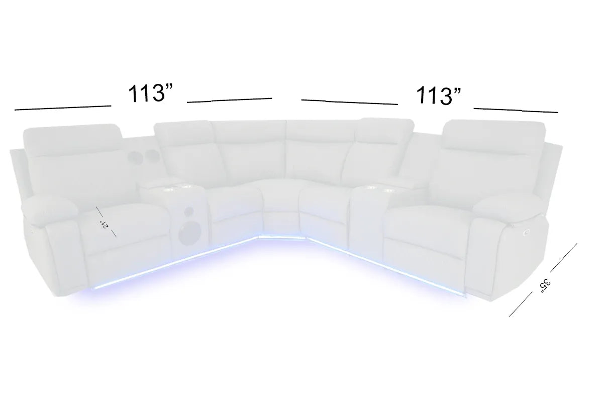 CHICAGO Power Sectional Black, Grey or white. - Venini Furniture 