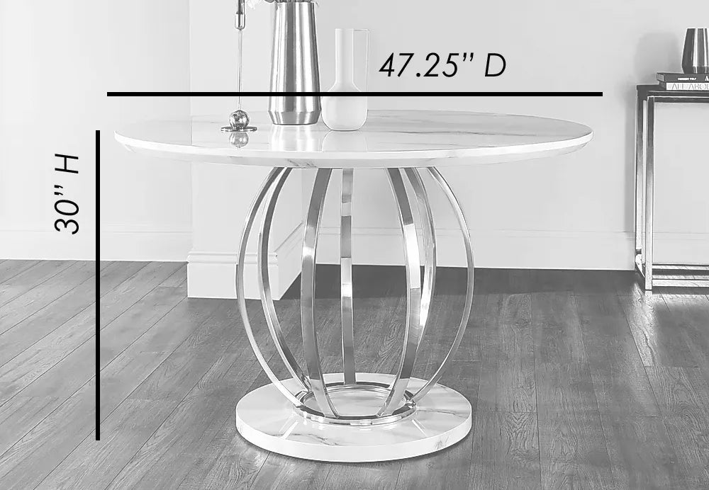 Danna Dining Table White Marble Top