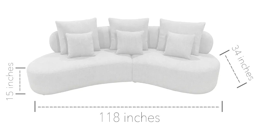 Grace Sectional Sofa with pillows Grey or White - Venini Furniture 