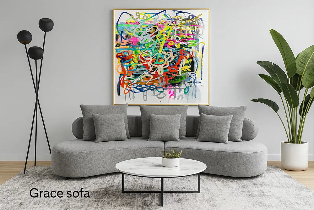 Grace Sectional Sofa with pillows Grey or White - Venini Furniture 