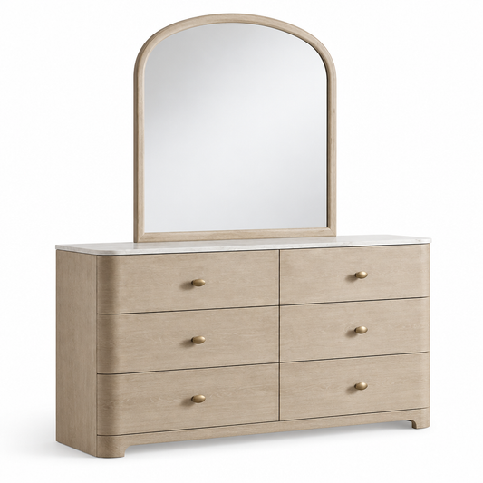 Lucaire 6-Drawer Dresser with Mirror Sandstone