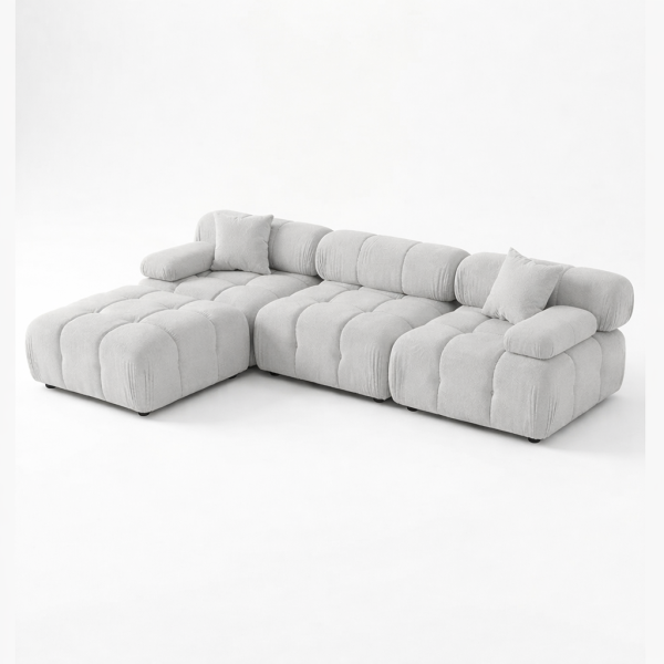 Munich Modular Fabric Sectional Light Grey, Dark Gey and White - Venini Furniture 