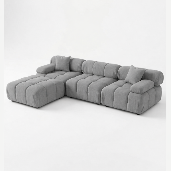 Munich Modular Fabric Sectional Light Grey, Dark Gey and White - Venini Furniture 