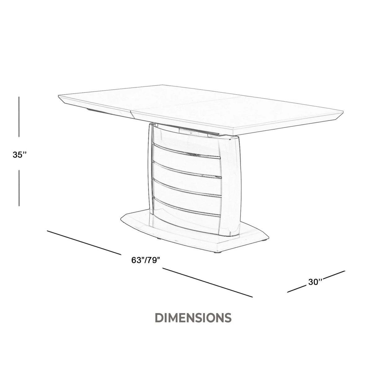 CARL Glossy DARK Grey Expandable Dining Table