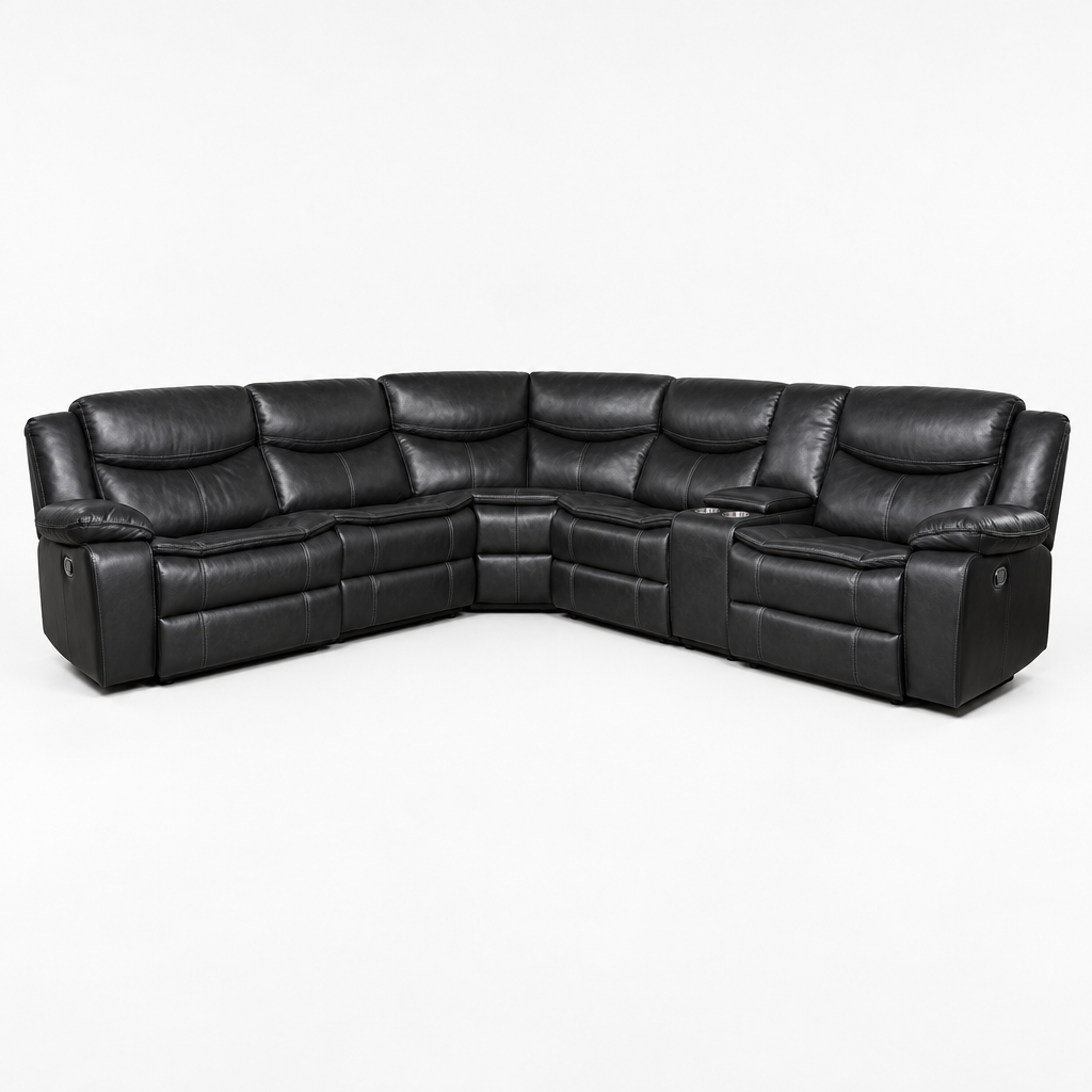 Sycamore Leatherette Power Reclining Sectional Sofa Grey