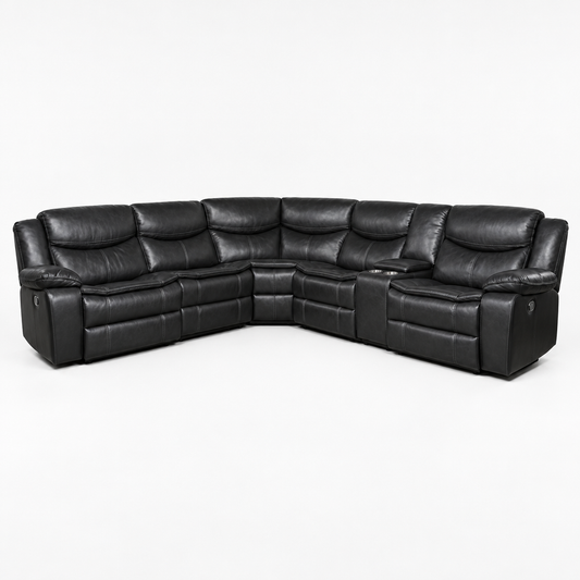Sycamore Leatherette Power Reclining Sectional Sofa Grey